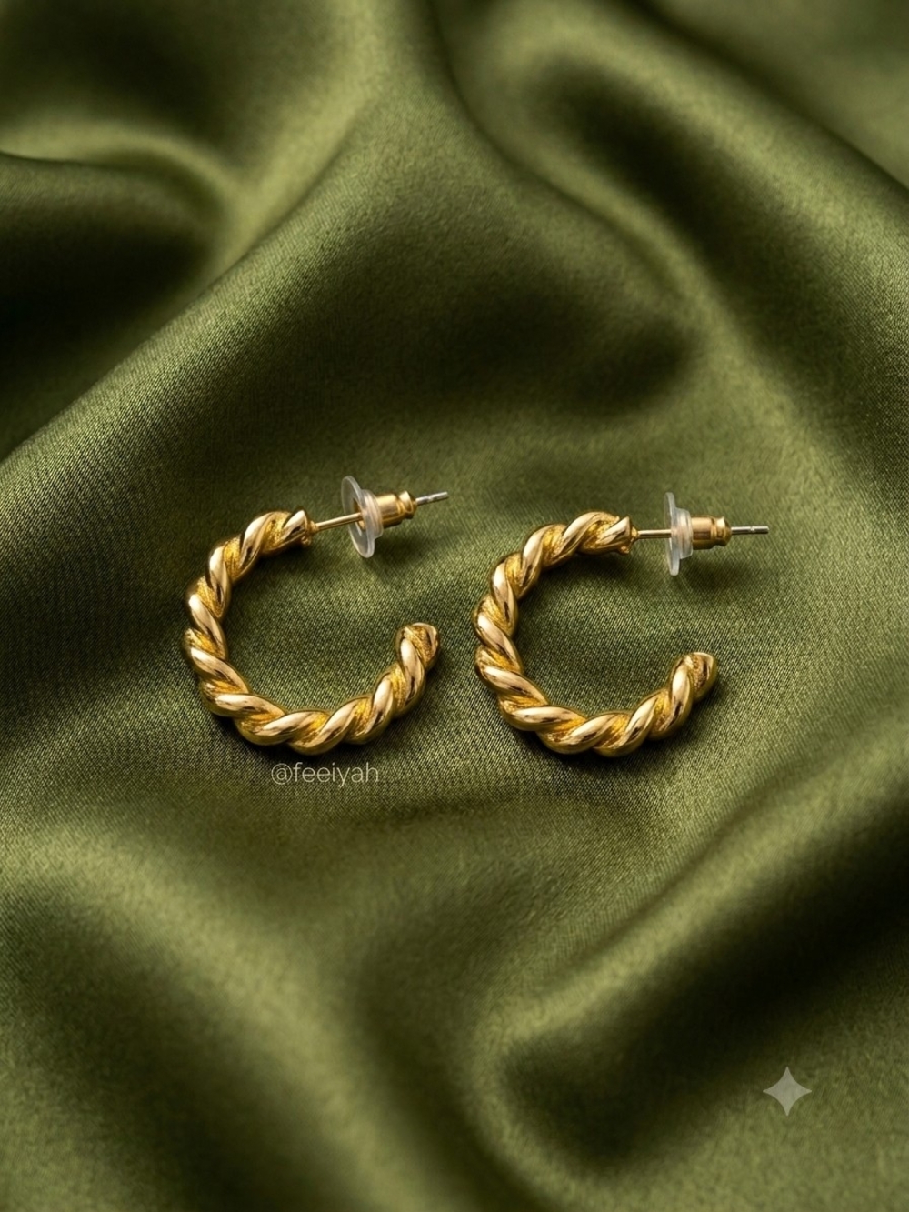 Gold Tone Twisted Hoop Earrings - Women Jewelry